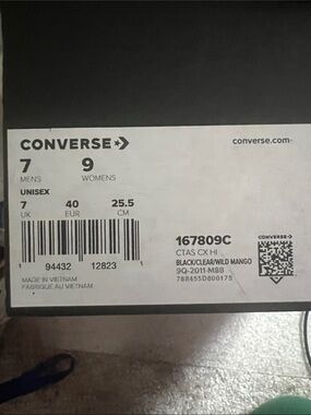 Converse CTAS CX HI Box Label - Black/Clear/Wild Mango